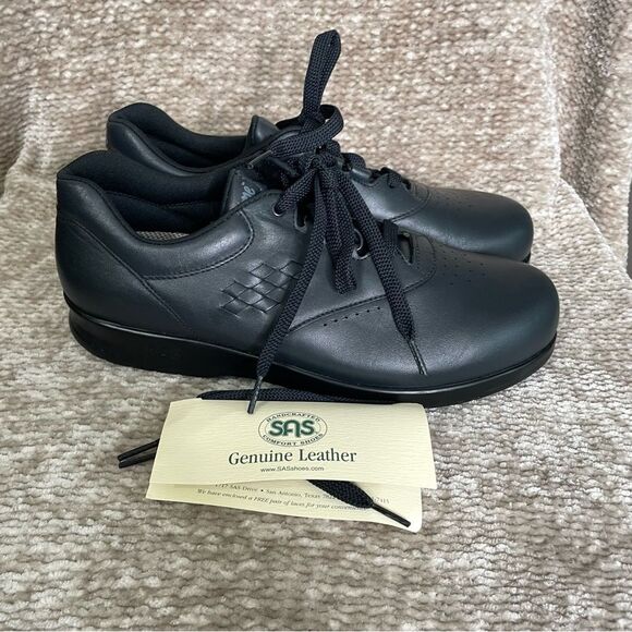 SAS Free Time Shoes Womens 9M Black Leather Tripad‎ Comfort Lace Up Walk Work - Picture 1 of 7